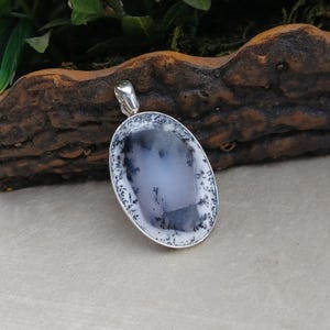 Dendrite Opal Sterling Silver Pendant: Handmade Boho Gemstone Jewelry