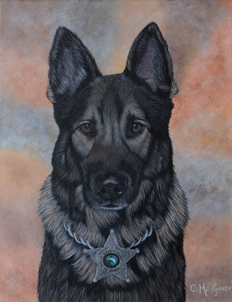 Custom Service Dog Painting with Badges / K9 Officer ...