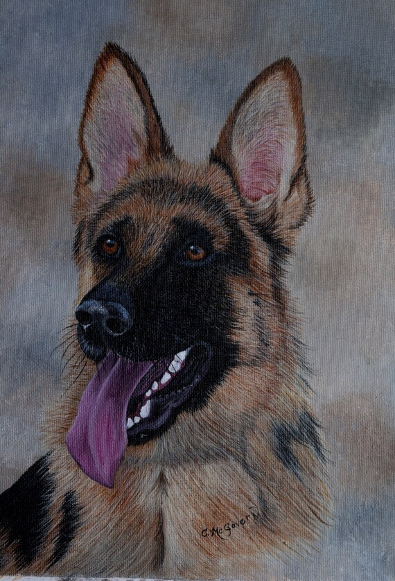 painting german shepherd dog