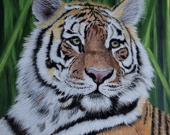 Tiger Painting - Siberian Tiger - wildlife, nature, original acrylic canvas painting, fur, large cats, jungle cat