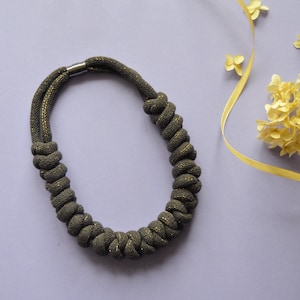 Bohemian Macrame Rope Statement Collar, Chunky Choker Bib Necklace in Black, Sustainable Handwoven Textile Jewelry