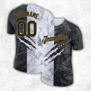 Custom Name Claw Mark Jersey Shirt Personalized Number Black White Scratch Sport Team Gift