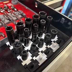 Modular Socket Organizer | 1/4&quot; and 3/8&quot; sockets are supported | Organize your messy drawers | Perfect for uniquely shaped spaces