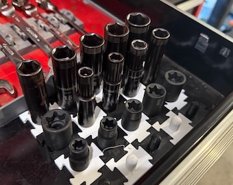 Set van 20 1/4" en 3/8" modulaire doppenopbergers | Organiseer je rommelige lades en workshop | Perfect voor uniek gevormde ruimtes
