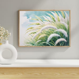 Watercolor Kans Grass Print: Minimalist Botanical Wall Art (Digital Download)