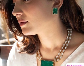Vibrant mossinite doublet stone necklace for timeless beauty.