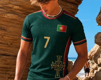 Custom Kids/Adults Portugal 2026 Soccer Jersey, Red Soccer Shirt with Name & Number, Unisex Fan Tee