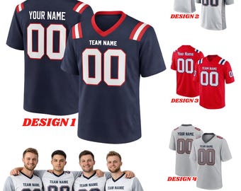 Personalized Football Patriots Jersey, Custom Professional Team New England Football Jersey Collection For Adult Kid, England Fan Gift