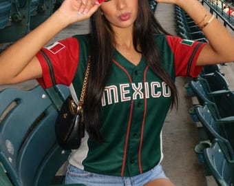 Personalized Mexico 3D Baseball Jersey, Custom Name Number Button Up, Mexico Flag Baseball Crop Top Jersey