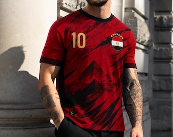 Personlig Egyptisk fotbollströja, anpassad namnnummer fotbollsfanskjorta