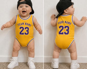 Custom Los Angeles Basketball Babysuit, Newborn Basketball Jersey Outfit