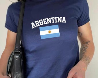 Argentina Women's Baby Tee, South American Flag Crop Top, Argentina Shirt Argentina Tee for Girls