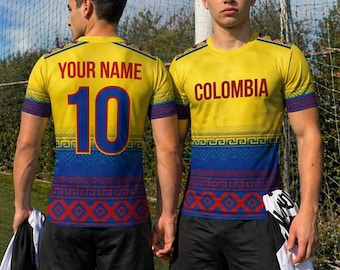 Camiseta de fútbol de Colombia 2026 para aficionados, camiseta personalizada con nombre y número, regalo de fútbol amarillo y azul