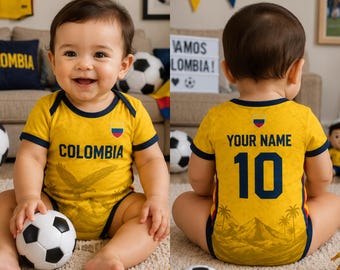 Colombia Baby Soccer Jersey Bodysuit | Custom Name & Number