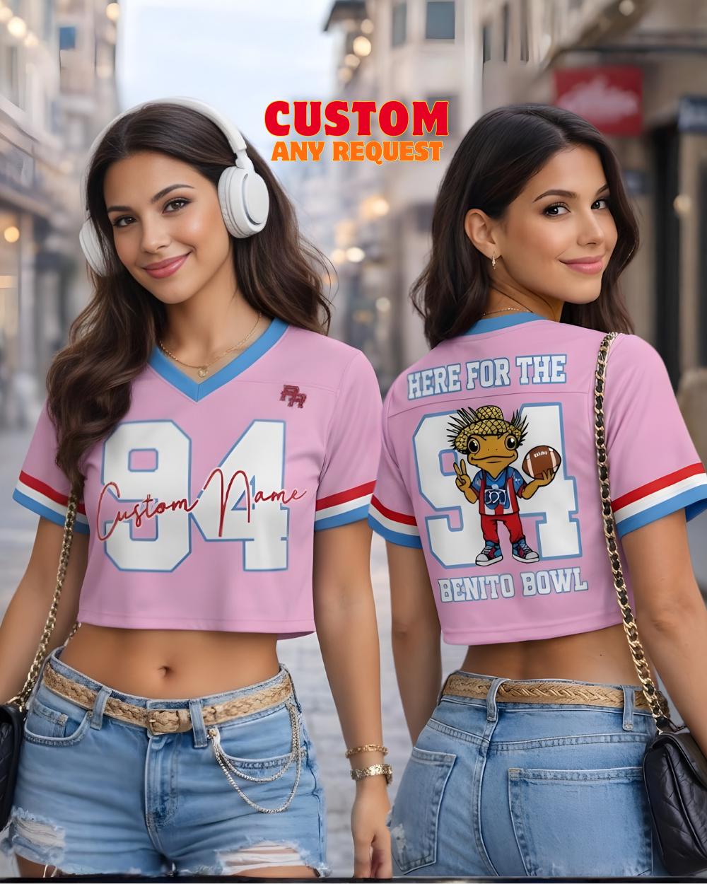 Discover Benito Crop Top Mesh Football Jersey, Puerto Rico Flag Crop Top Football Jersey Shirt, Gift for Unisex