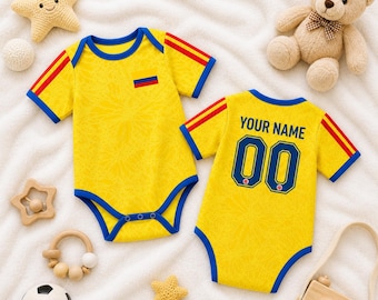 Personalized Colombia Baby Soccer Jersey Bodysuit | Custom Name Number Infant Outfit