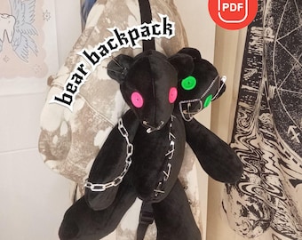 Two Headed Bear Backpack Sewing Pattern, Plush Monster (PDF Pattern