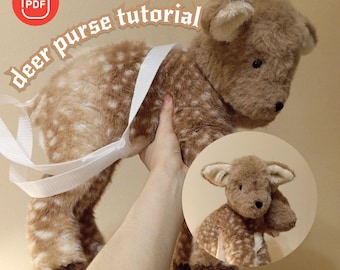 Two-Headed Deer Plush Bag Sewing Pattern, Faux Fur Tote (PDF Pattern)