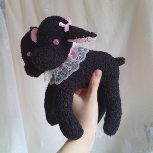 Two Headed Lamb Plushie, Black Goth Conjoined Sheep, Dark Fairycore Decor
