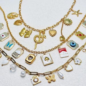 Custom Charm Necklace: Personalized Boho Jewelry, Zircon Gemstone