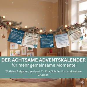 Calendario de Adviento imprimible para preescolares | Calendario de Adviento grupal consciente y sostenible con ideas para la asamblea matutina | También apto para aulas escolares