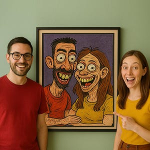 Custom Ugly Funny Portrait from Photo | Digital Caricature Art Download | Hand Drawn Cartoon Gift for Friends, Couples & Family