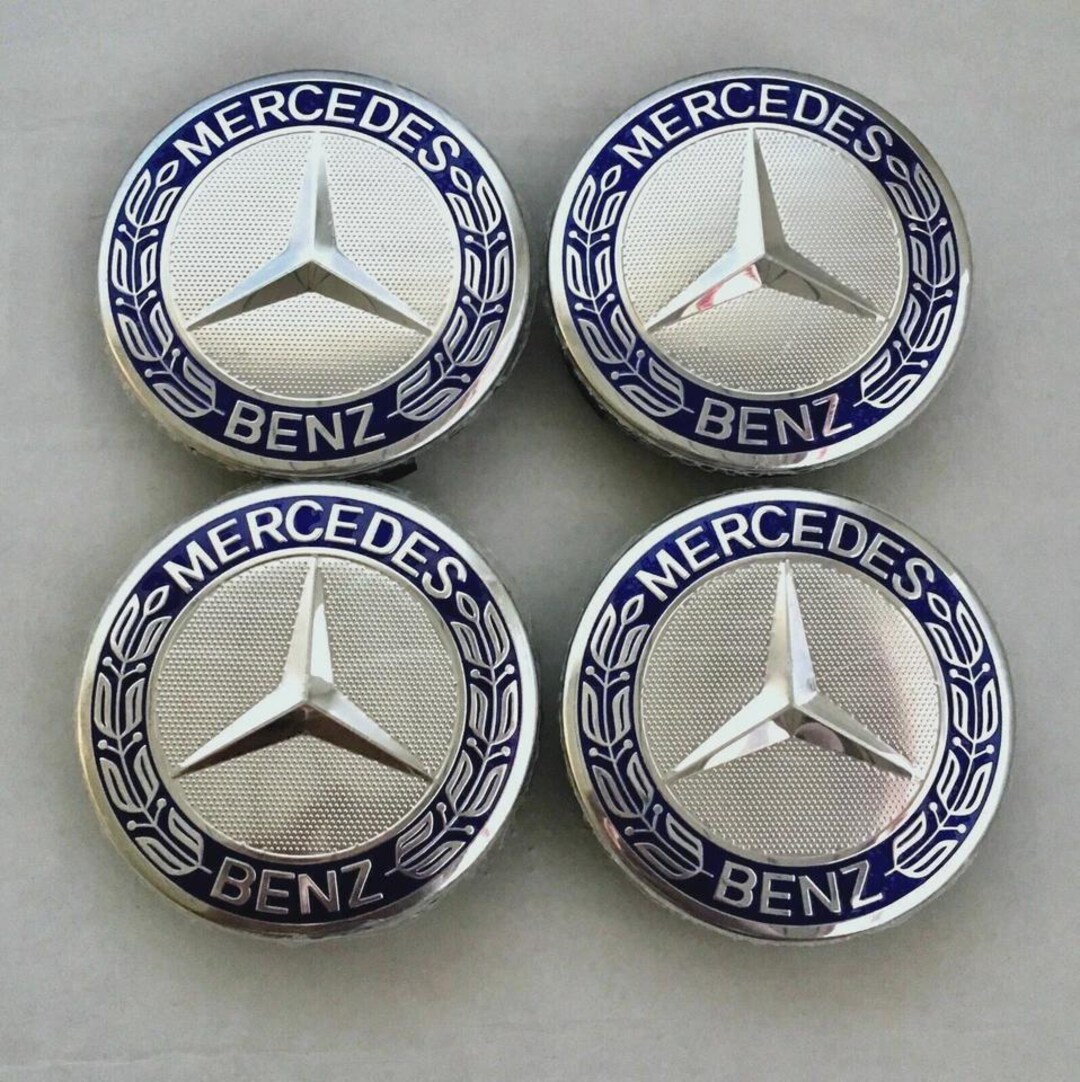 4xmercedes Benz AMG 75MM Dark Blue Wreath Wheel Hub Center Caps Amg-set ...