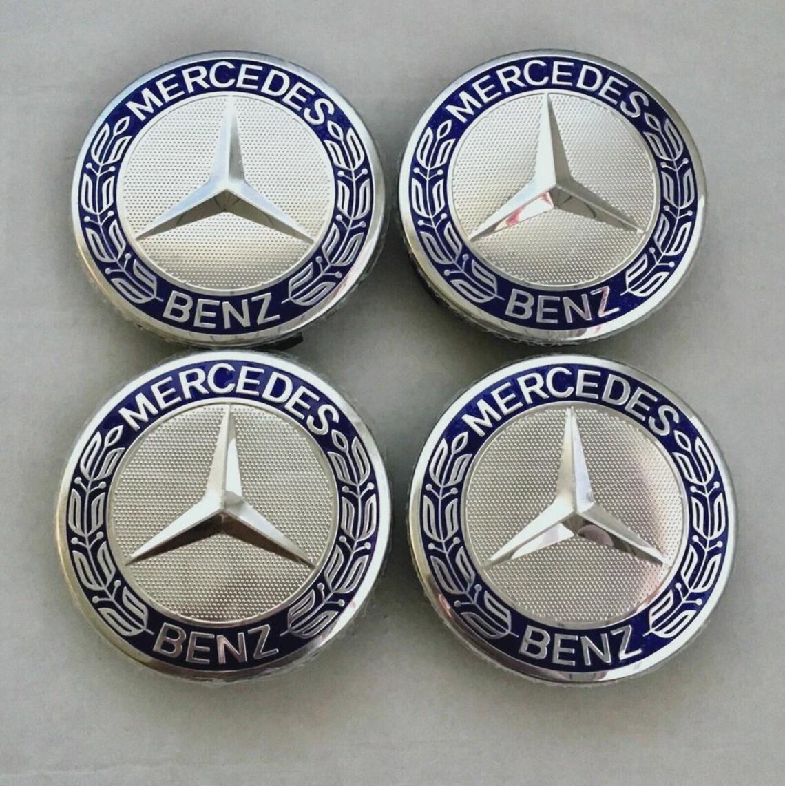 4xmercedes Benz AMG 75MM Dark Blue Wreath Wheel Hub Center Caps Amg-set ...