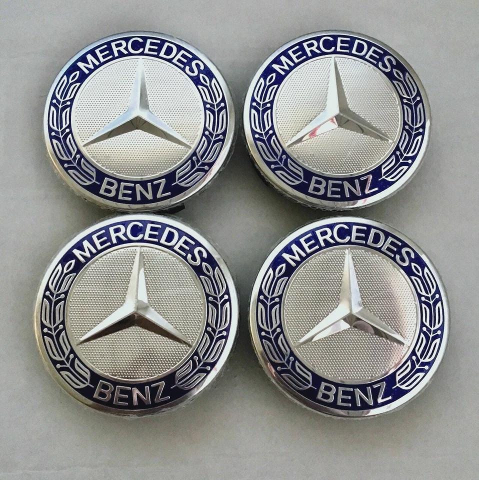 4xmercedes Benz AMG 75MM Dark Blue Wreath Wheel Hub Center Caps Amg-set ...