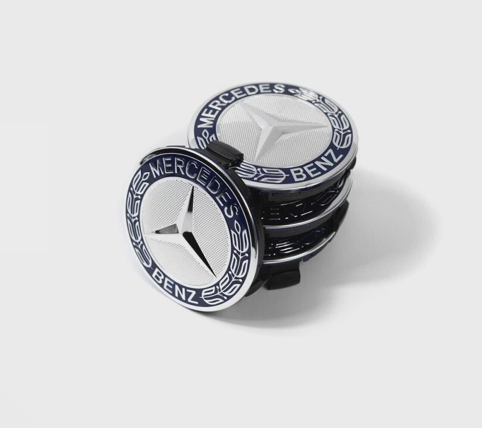 4xmercedes Benz AMG 75MM Dark Blue Wreath Wheel Hub Center Caps Amg-set ...