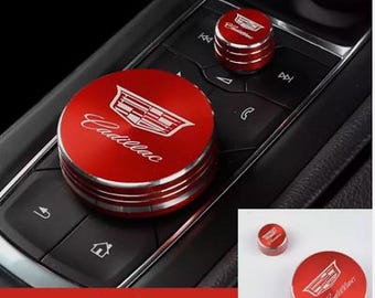 Cadillac Center Console Multimedia Navigation Knob Cover Red 5cm