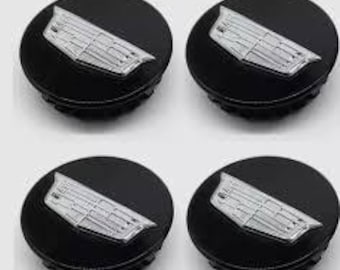 Set of 4 Black with Silver Logo 66mm Wheel Center Caps For Cadillac New,wheel center hub 4 PCS
