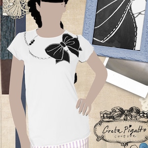 Black ribbon handmade cotton tee