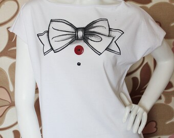 Romantic white women top, Romantic top, funny shirts, white women top, bow women top, personalized gifts, gifts for her, girl friend gifts