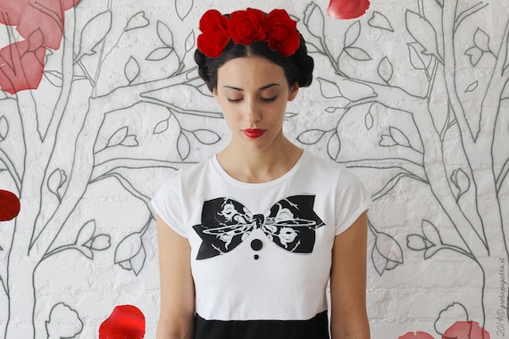 custom made ladies dresses Hand Painted Panel Dress, Women Dresses, Customizable Women Dress,bow Women Dress,black and White Women Dress,tulip Dress Ladies clothing