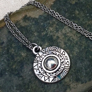 Boho Necklace - Tribal Necklace - Ethnic Necklace - Silver Necklace - Bohemian Necklace - Disc Necklace - Unique Necklace