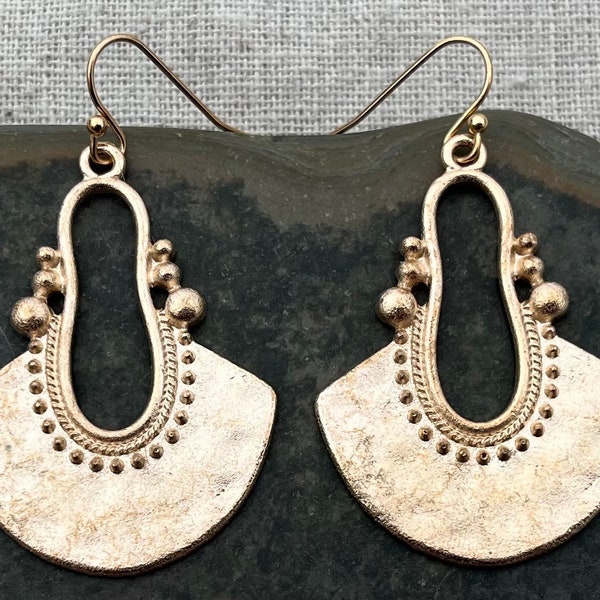 SALE - Gold Boho Earrings - Boho Dangle Earrings - Ethnic Gold Earrings - Bohemian Drop Earrings - Everyday Gold Earrings - Gold Jewelry