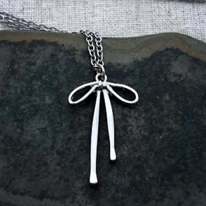 Silver Bow Necklace - Bow Pendant Necklace - Bow Jewelry Gifts - Silver Ribbon Necklace - Ribbon Jewelry Gifts - Gifts For Her - Bow Gifts