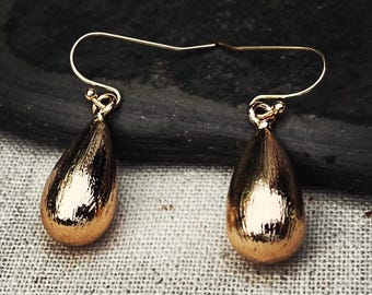 Gold Teardrop Earrings - Modern Gold Earrings - Gold Dangle Earrings - Gold Droplet Earrings - Gold Drop Earrings - Gifts For Her