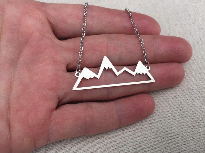 SALE Mountain Range Necklace Silver Mountain Necklace Mountain Lover Necklace Mountain Jewelry Gifts Silver Mountain Jewelry image 4