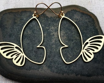 SALE - Gold Butterfly Earrings - Gold Wing Earrings - Gold Insect Earrings - Gold Nature Earrings - Gold Summer Earrings - Gold Jewelry