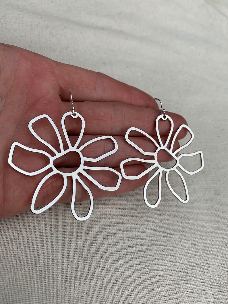 SALE Huge Flower Earrings Large Flower Earrings Big Flower Earrings Modern Flower Earrings Statement Flower Earrings image 5