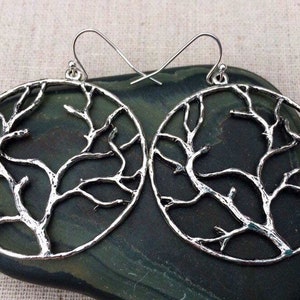 SALE - Big Tree Earrings - Statement Tree Earrings - Large Tree Earrings - Silver Tree Earrings - Silver Tree Jewelry - Tree Jewelry Gifts