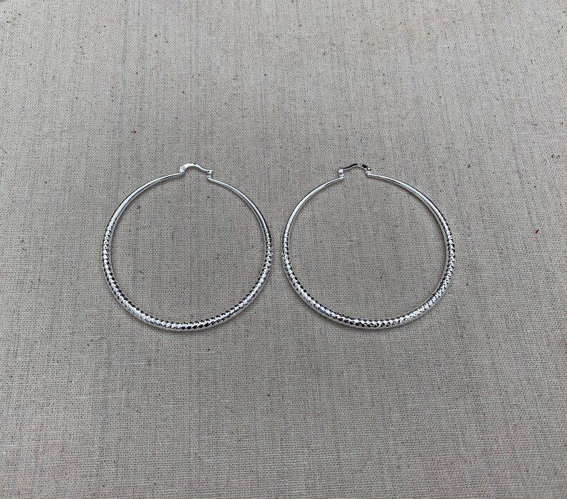 SALE Large Hoop Earrings Big Silver Hoops Modern Hoop Earrings Statement Hoop Earrings Big Modern Hoops Huge Silver Hoops image 9