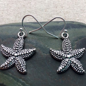 Silver Starfish Earrings - Starfish Dangle Earrings - Starfish Jewelry Gifts - Gifts For Her - Starfish Gifts For Her - Ocean Beach Earrings