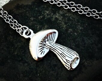 Silver Mushroom Necklace - Toadstool Necklace - Mushroom Pendant Necklace - Fungi Necklace - Fungi Jewelry Gifts - Mushroom Gifts For Her