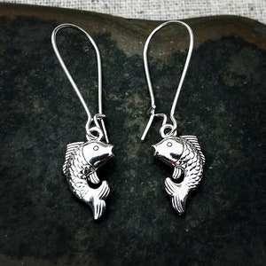 Koi Fish Earrings - Silver Fish Earrings - Fish Dangle Earrings - Little Fish Earrings - Small Fish Earrings - Koi Fish Gifts For Her
