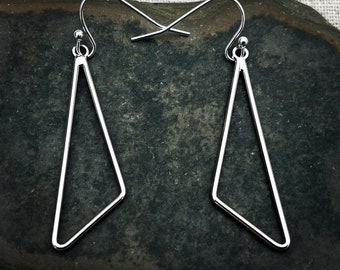 SALE - Modern Dangle Earrings - Geometric Drop Earrings - Silver Minimalist Earrings - Contemporary Silver Earrings - Mod Angular Earrings