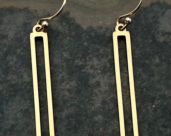 VERKOOP - Mod gouden oorbellen - moderne Dangle Oorbellen - minimalistische gouden oorbellen - geometrische gouden drop oorbellen - kleine moderne gouden oorbellen