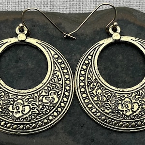 Gold Floral Hoops - Gold Boho Hoops - Gold Flower Earrings - Boho Flower Earrings - Gold Floral Earrings - Gold Boho  Gifts For Her